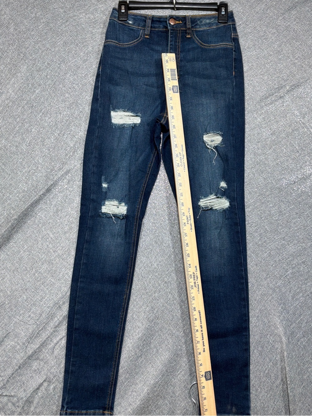 Fashion Nova Dark Blue Distressed Skinny Jeans